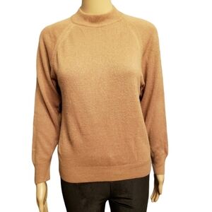 Vintage Hampshire Studio Tan Mock Neck Sweater